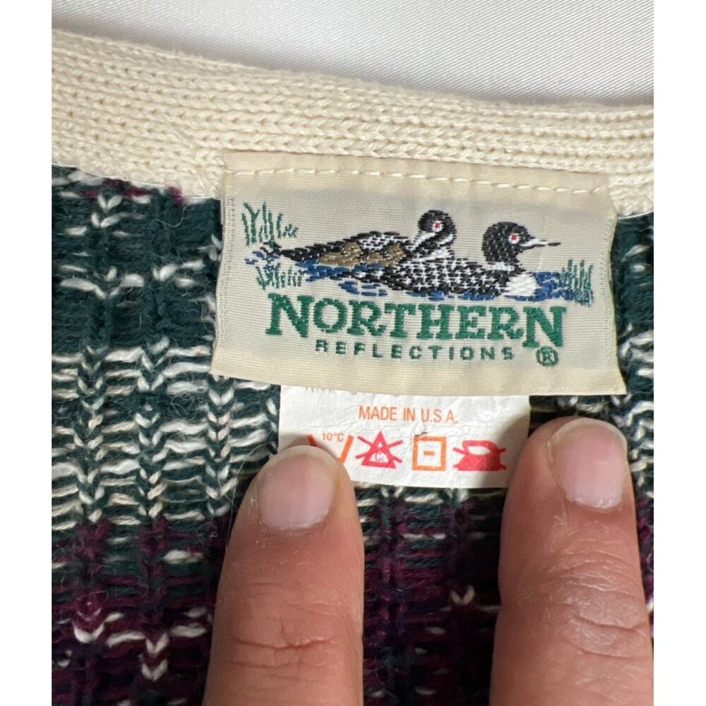 Vintage Northern Reflections Women  L Blue Embroidered 100% Cotton Sweater - Picture 3 of 8